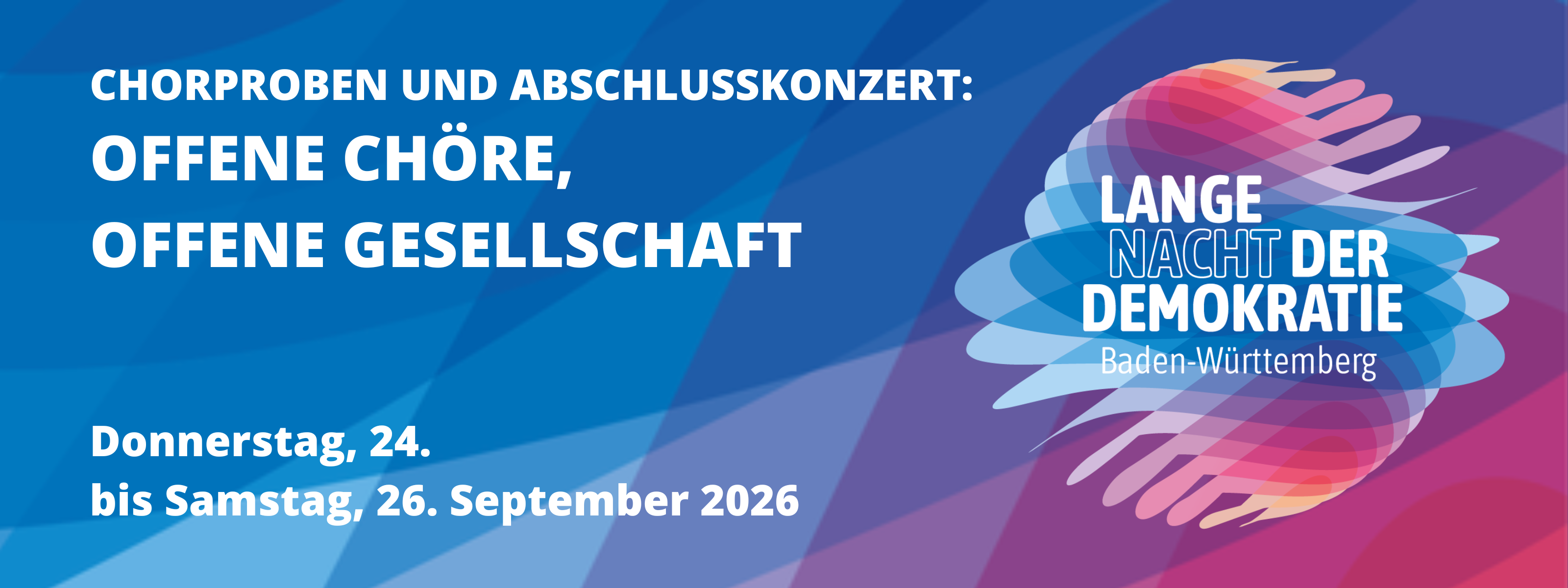 Das Bild zeigt das Logo der Langen Nacht für Demokratie, die am 2. Oktober 2026 stattfindet. Das Forum der Kulturen ist Kooperationspartner der Langen Nacht.