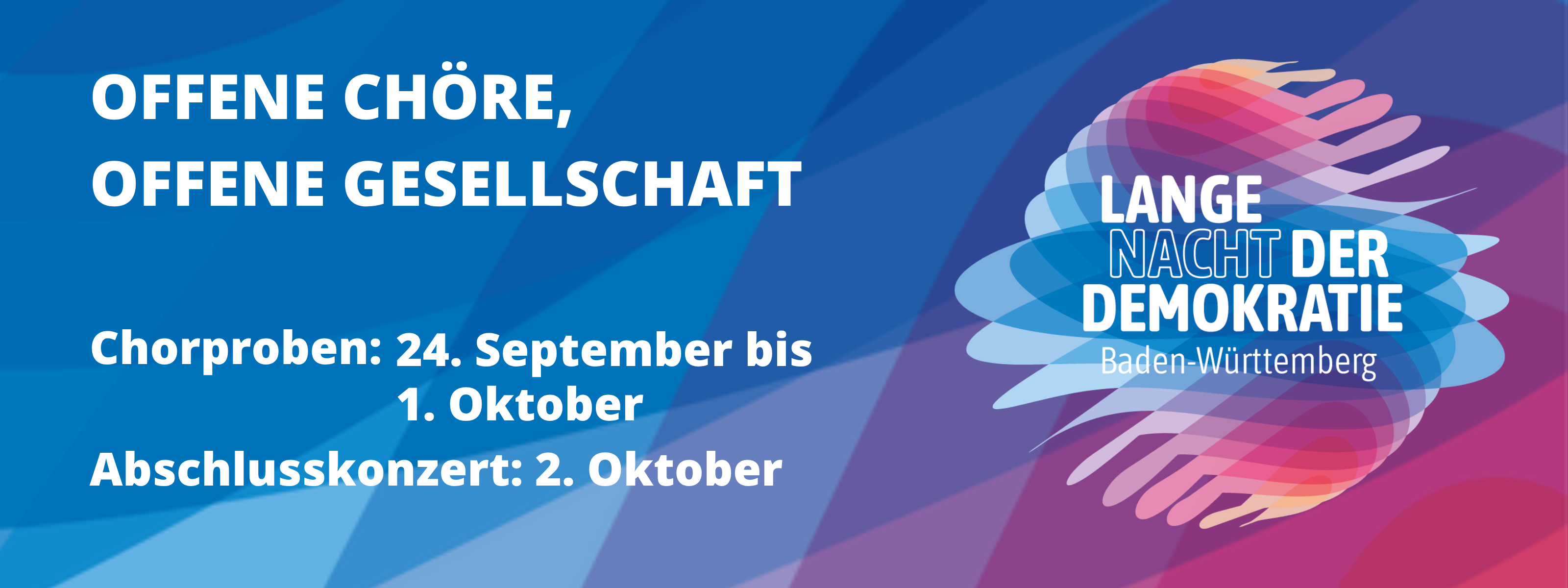 Das Bild zeigt das Logo der Langen Nacht für Demokratie, die am 2. Oktober 2026 stattfindet. Das Forum der Kulturen ist Kooperationspartner der Langen Nacht.